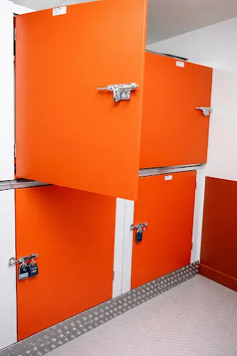 Storage lockers in a range of unit sizes